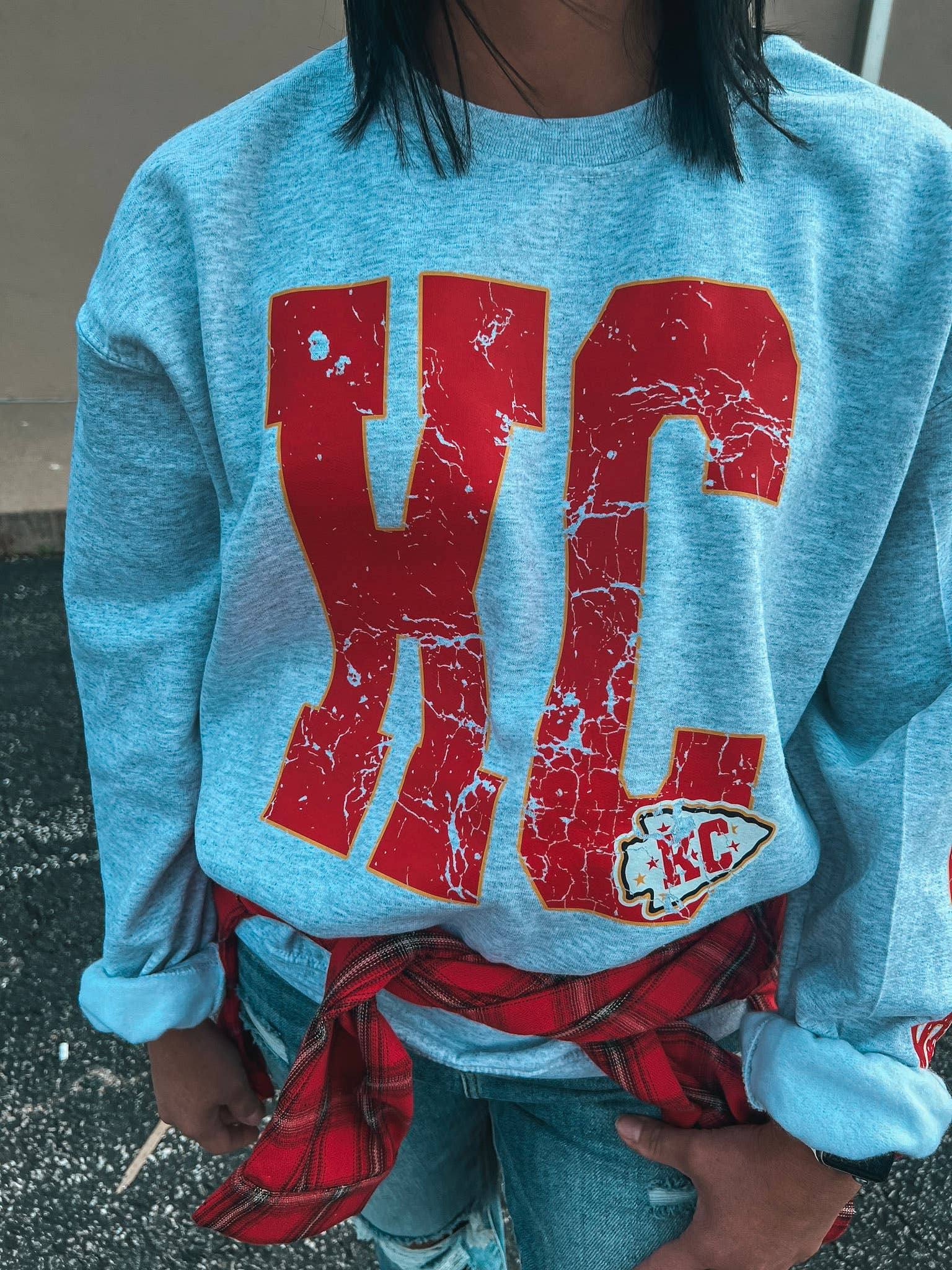 KC CHIEFS SLEEVE SWEATSHIRT (ASH)