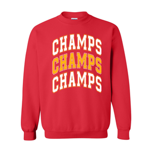 3 TIME CHAMPS on red - Heavy Blend Crewneck Sweatshirt