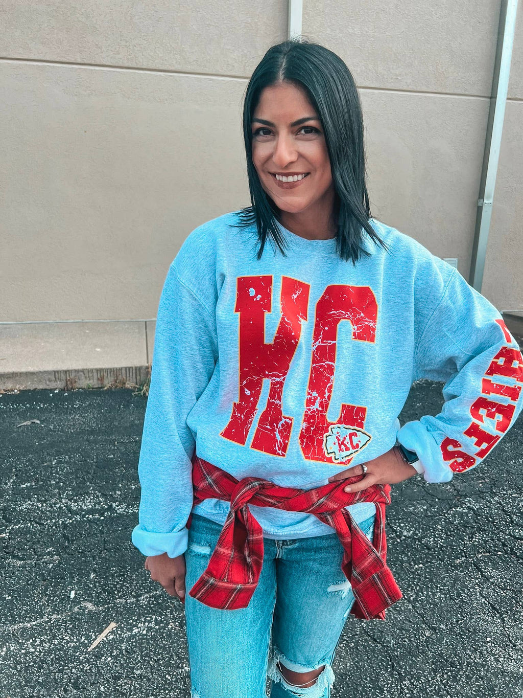 KC CHIEFS SLEEVE SWEATSHIRT (ASH)