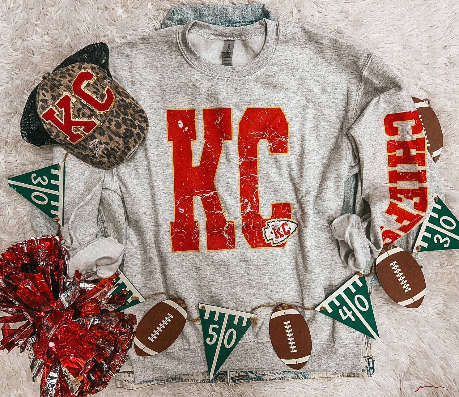 KC CHIEFS SLEEVE SWEATSHIRT (ASH)