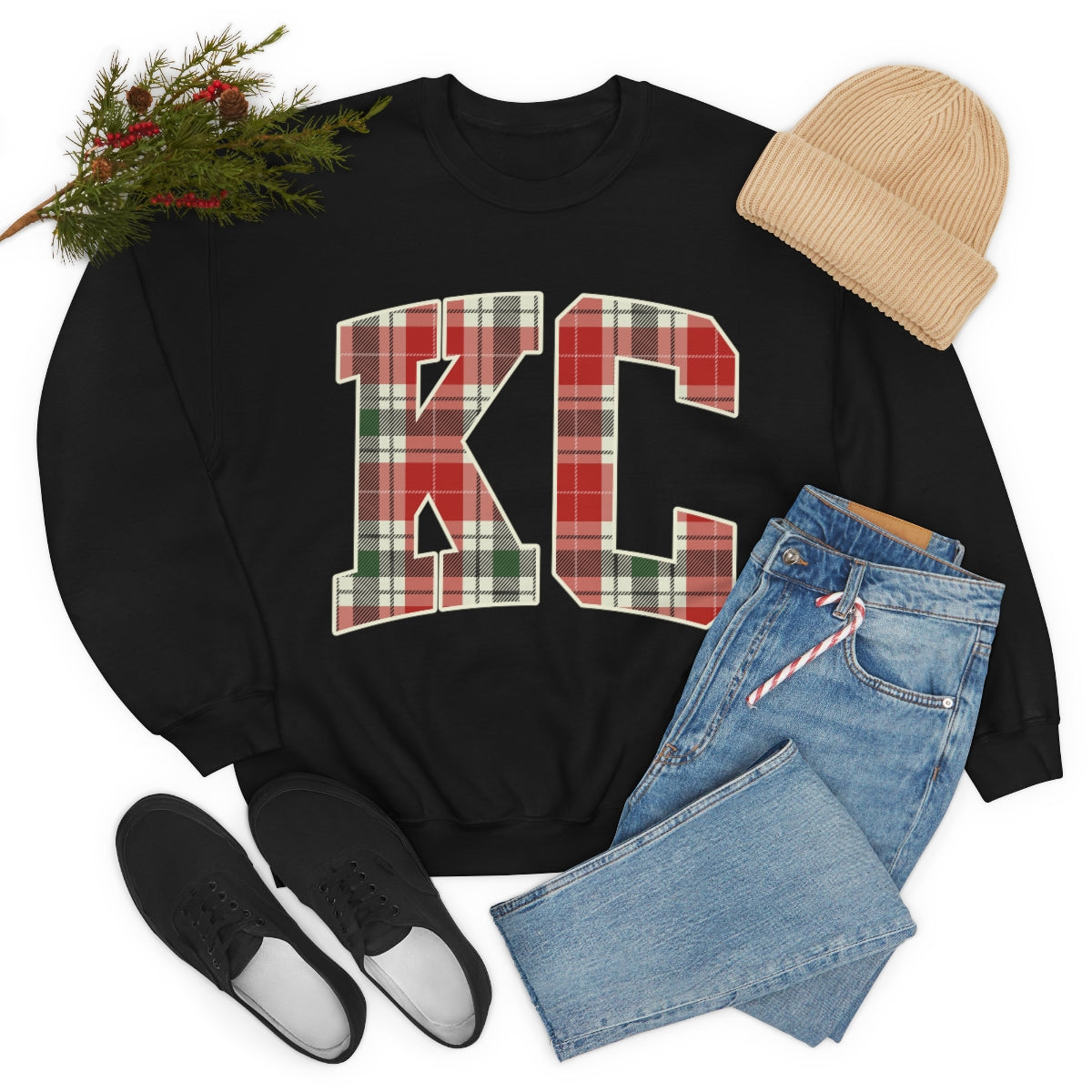 KC Christmas Plaid - Unisex Heavy Blend™ Crewneck Sweatshirt