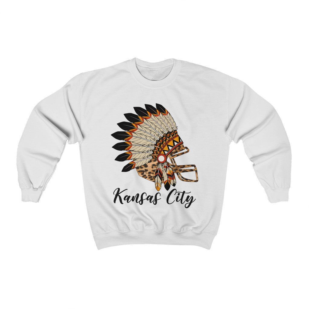 Headdress Leopard Helmet - S-5XL - Unisex Heavy Blend™ Crewneck Sweatshirt