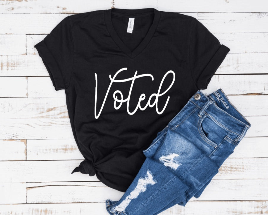 Voted - Unisex Jersey Short Sleeve V-Neck Tee