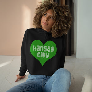 Kansas City Heart Green - Crop Hoodie