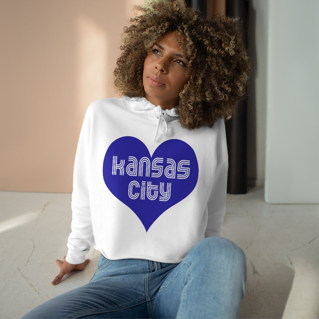 Kansas City Heart Blue - Crop Hoodie