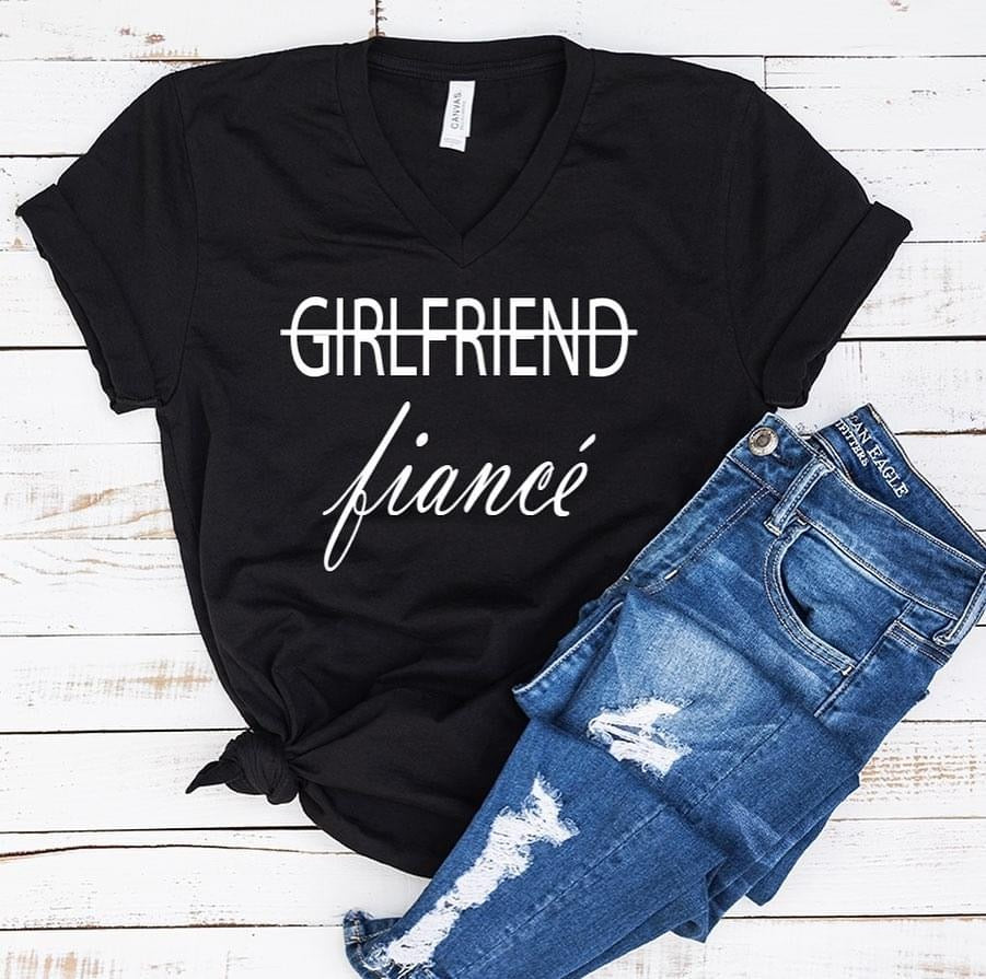 Girlfriend Fiance - Unisex Jersey Short Sleeve V-Neck Tee