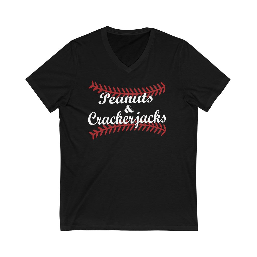 Peanuts and Crackerjacks Stitches - Unisex Jersey Short Sleeve V-Neck Tee