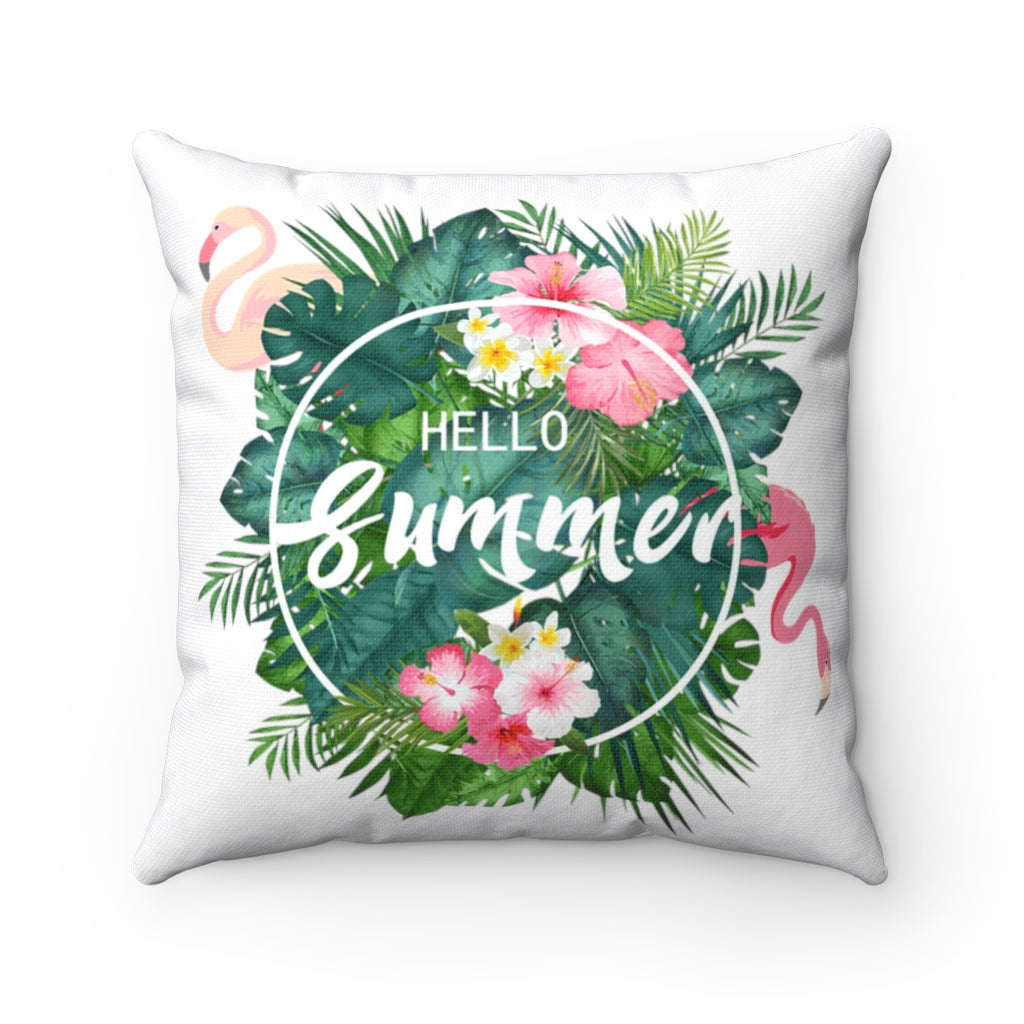 Hello Summer - Spun Polyester Square Pillow Case