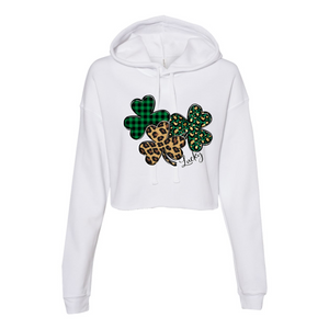 Lucky Shamrocks Women's Cropped Fleece Hoodie