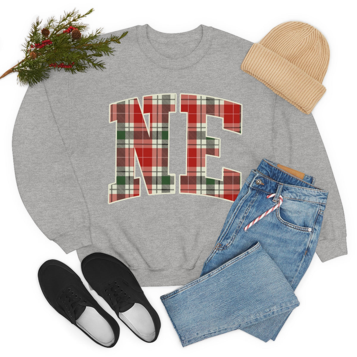 NE Christmas Plaid -Unisex Heavy Blend™ Crewneck Sweatshirt