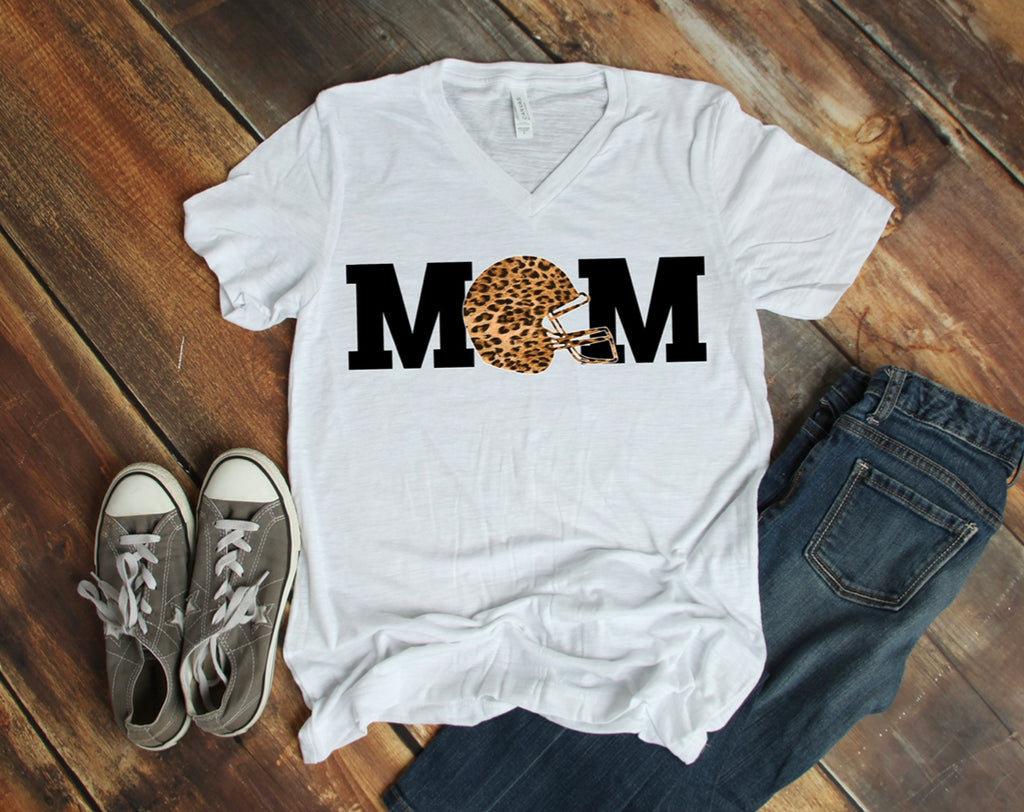 Football Mom - Unisex Jersey Short Sleeve V-Neck Tee