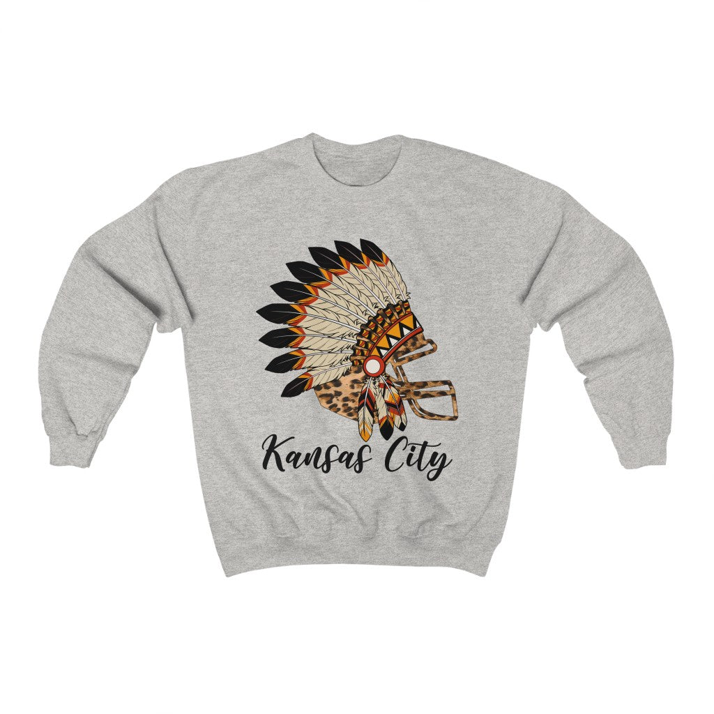 Headdress Leopard Helmet - S-5XL - Unisex Heavy Blend™ Crewneck Sweatshirt