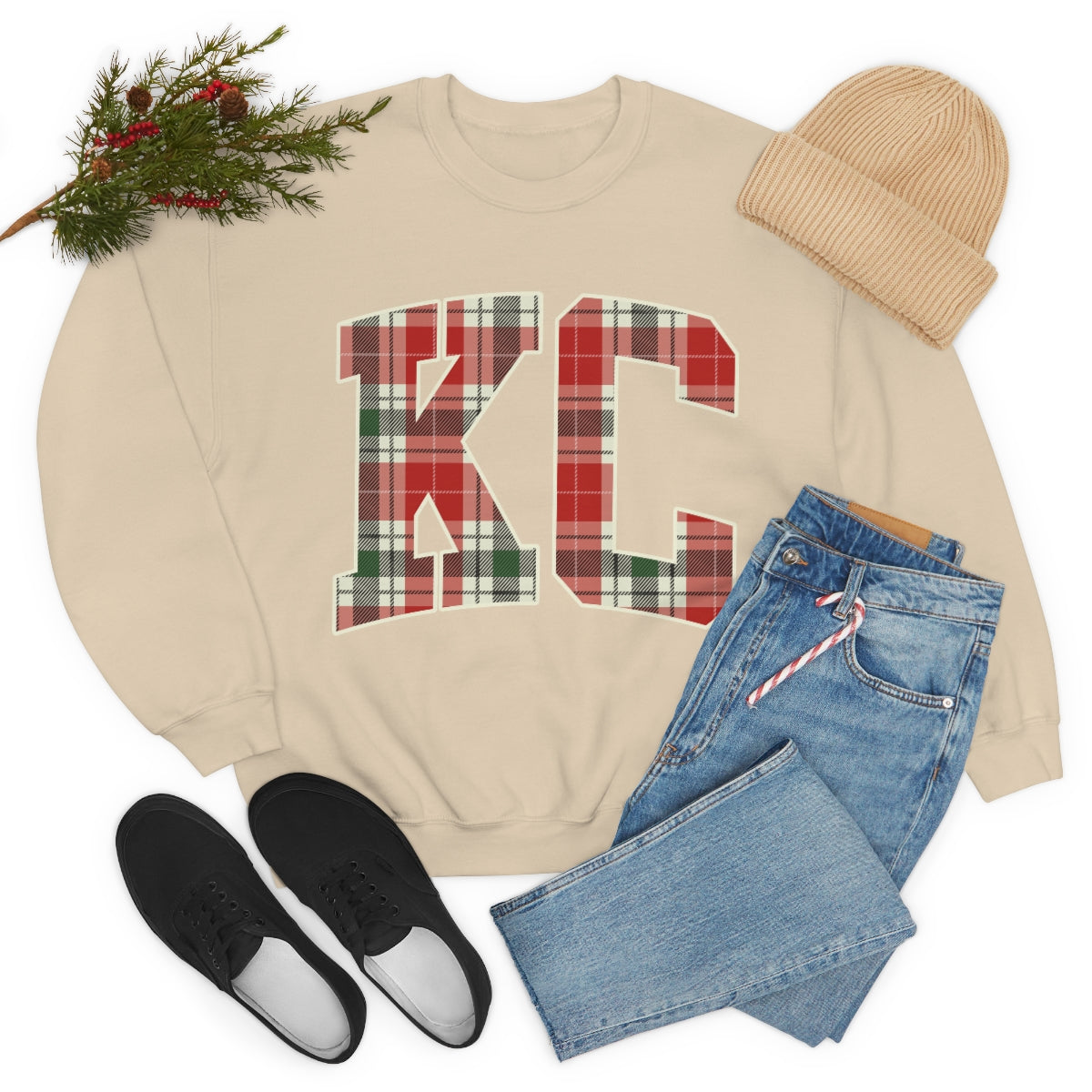 KC Christmas Plaid - Unisex Heavy Blend™ Crewneck Sweatshirt