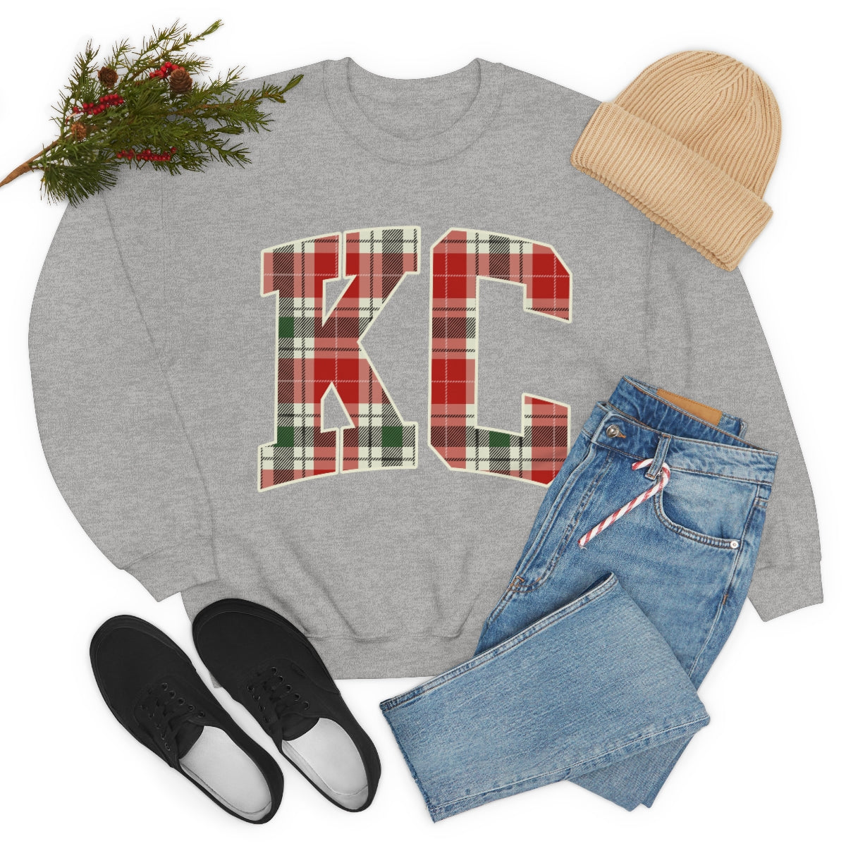 KC Christmas Plaid - Unisex Heavy Blend™ Crewneck Sweatshirt