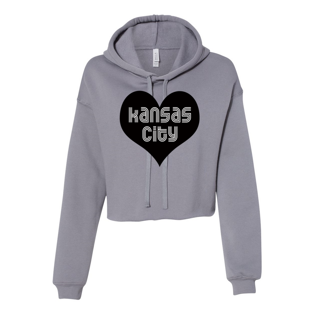 KC Heart Black- Women's Cropped Fleece Hoodie