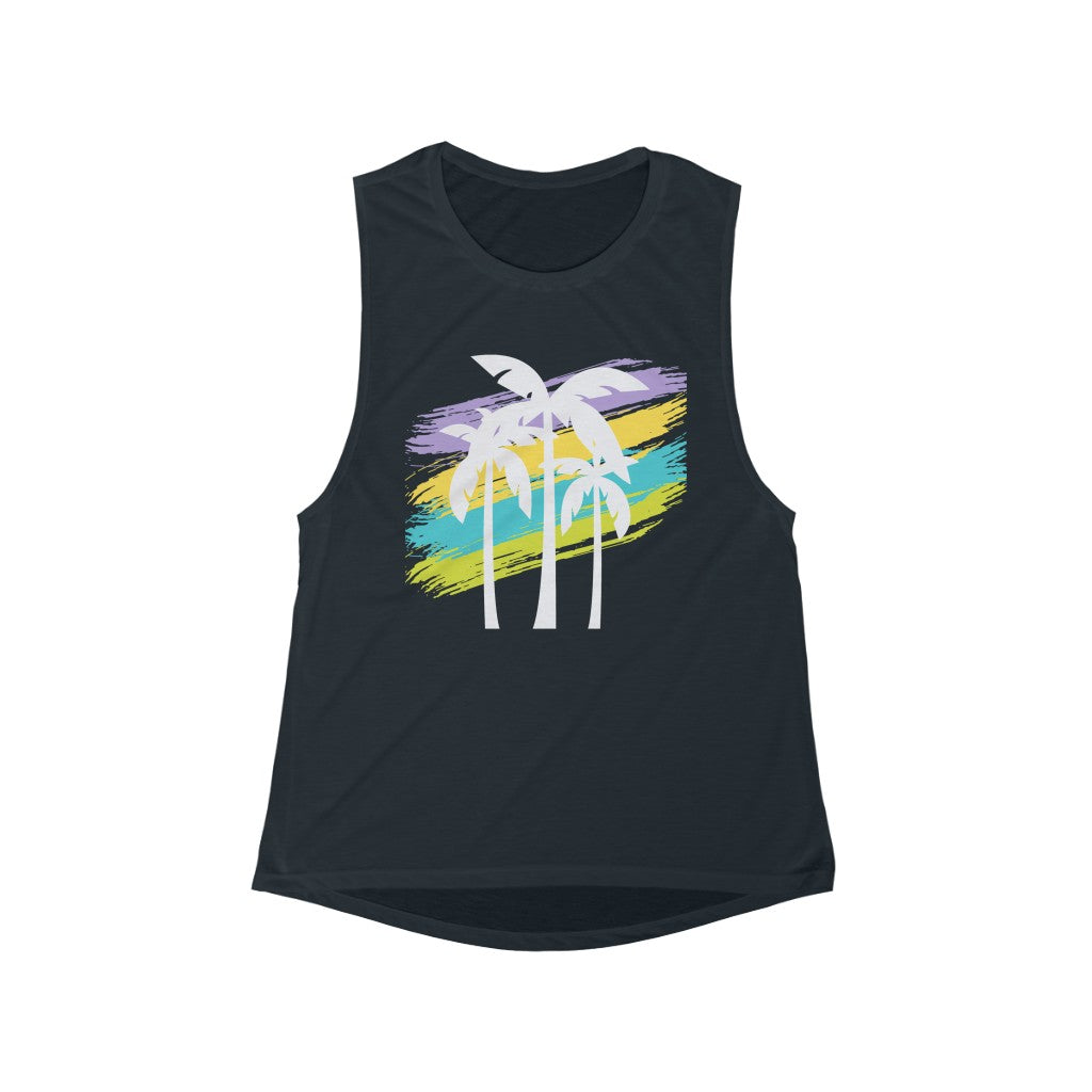 Palm Trees - Women's Flowy Scoop Muscle Tank