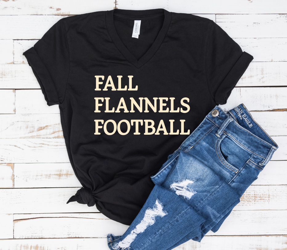 Fall Flannels Football - Unisex Jersey Short Sleeve V-Neck Tee