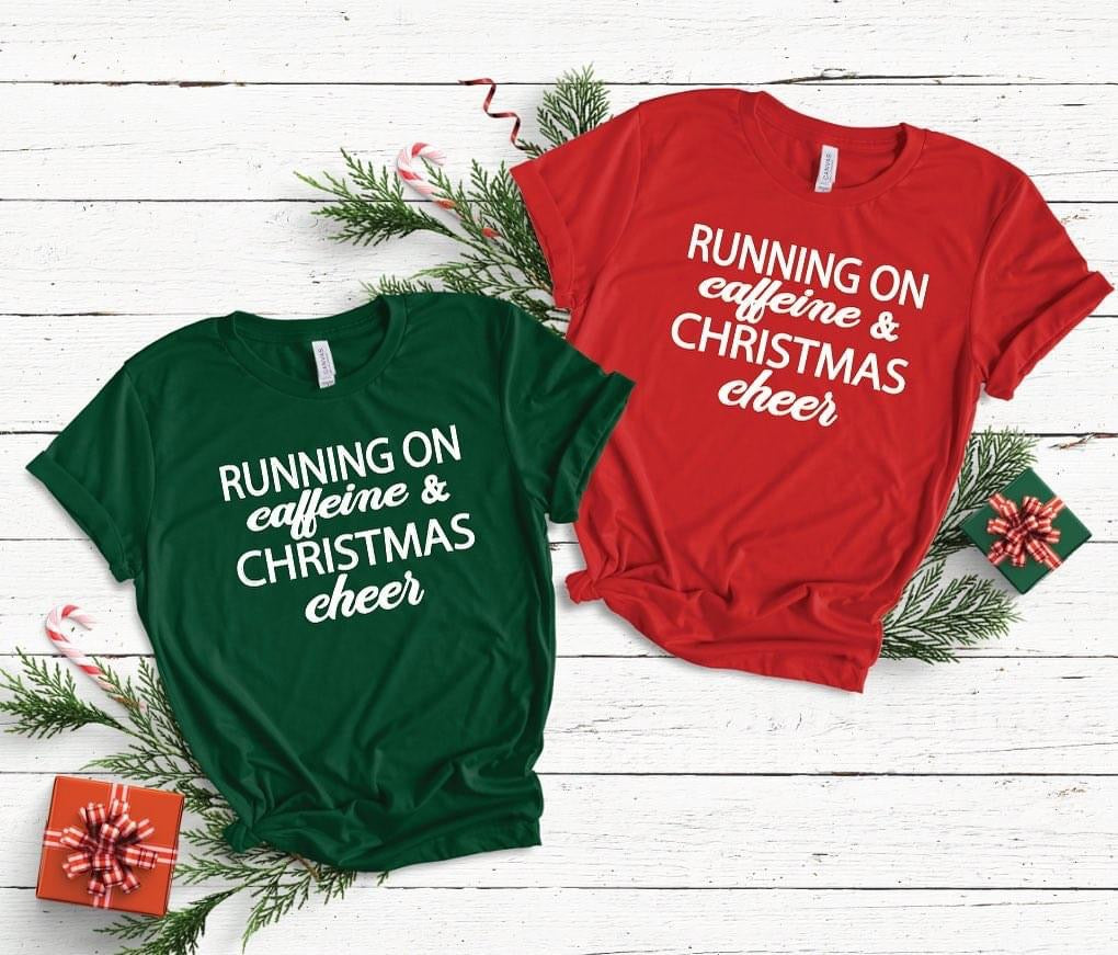 Running On Caffeine and Christmas Cheer - Unisex Jersey Short Sleeve Tee