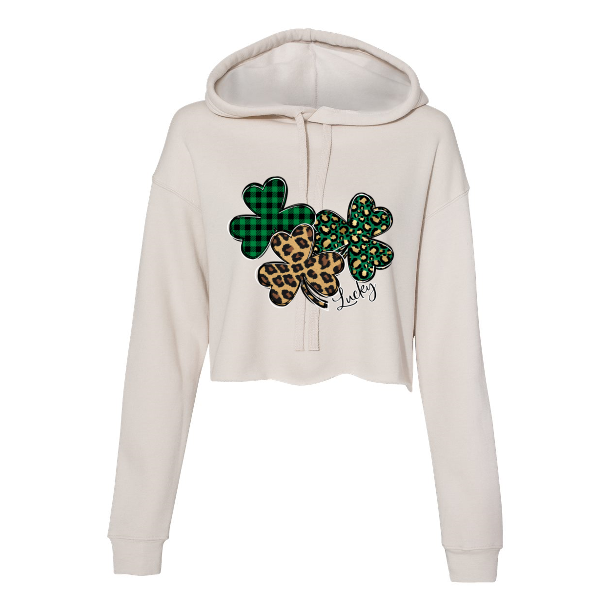 Lucky Shamrocks Women's Cropped Fleece Hoodie