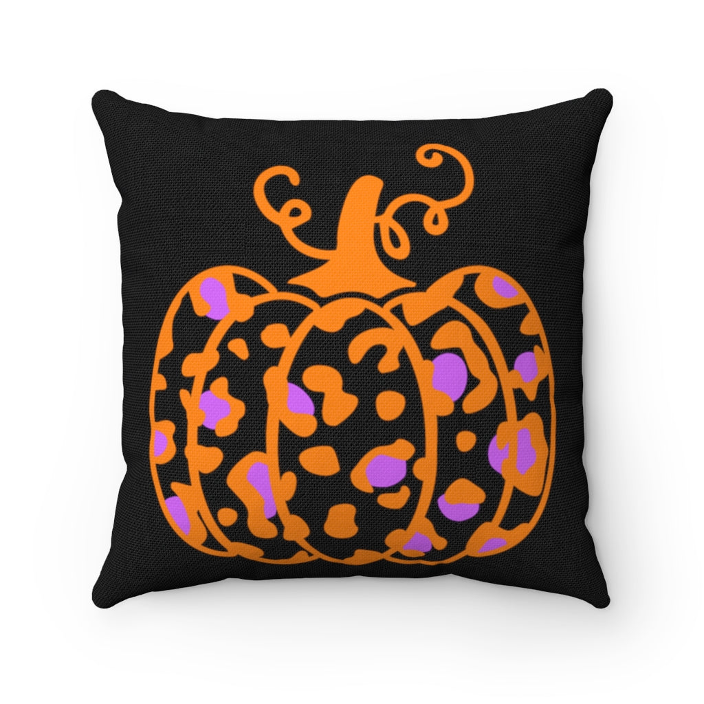 Pumpkin  Orange/Purple - Spun Polyester Square Pillow Case