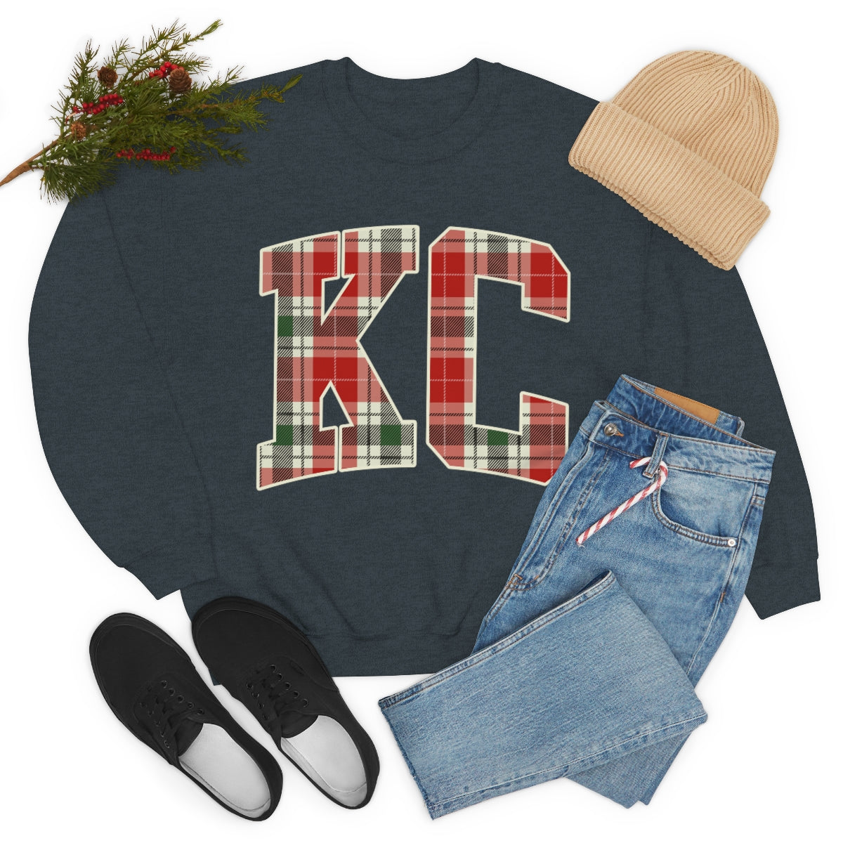 KC Christmas Plaid - Unisex Heavy Blend™ Crewneck Sweatshirt