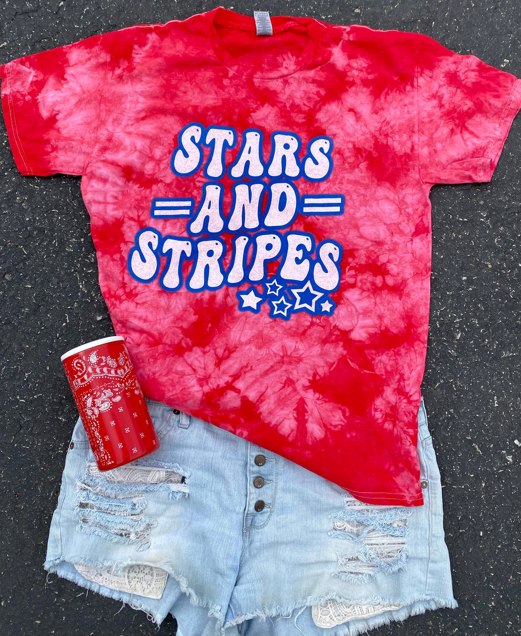 Stars & Stripes - Tie-Dye Tee, Crystal