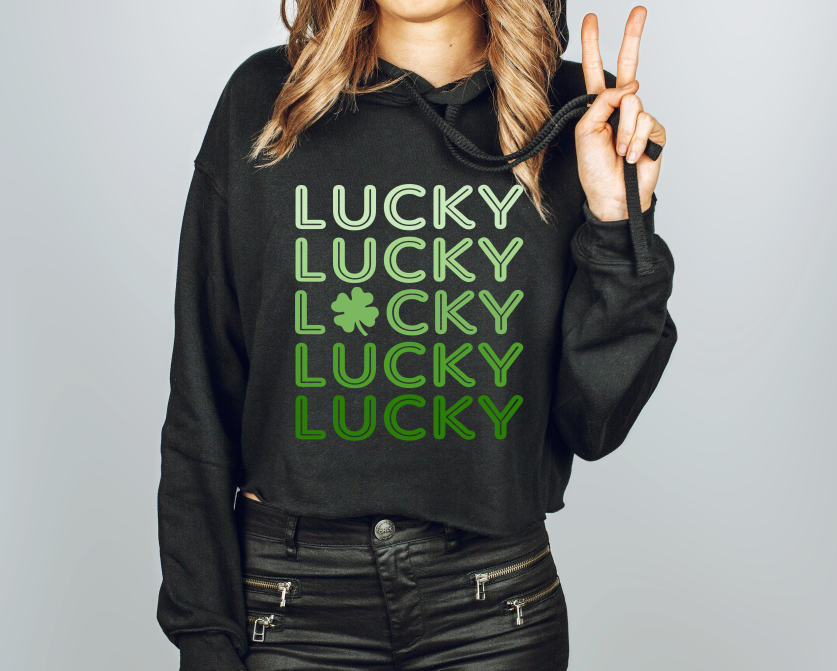 LUCKY -  Women's Cropped Fleece Hoodie