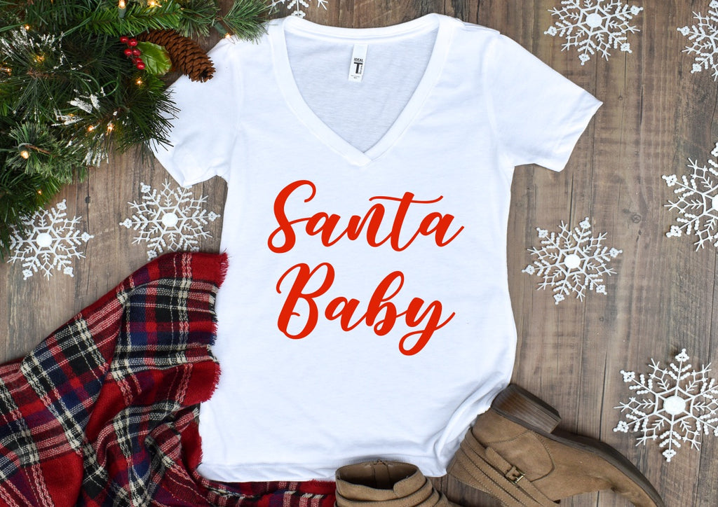 Santa Baby - Unisex Jersey Short Sleeve V-Neck Tee