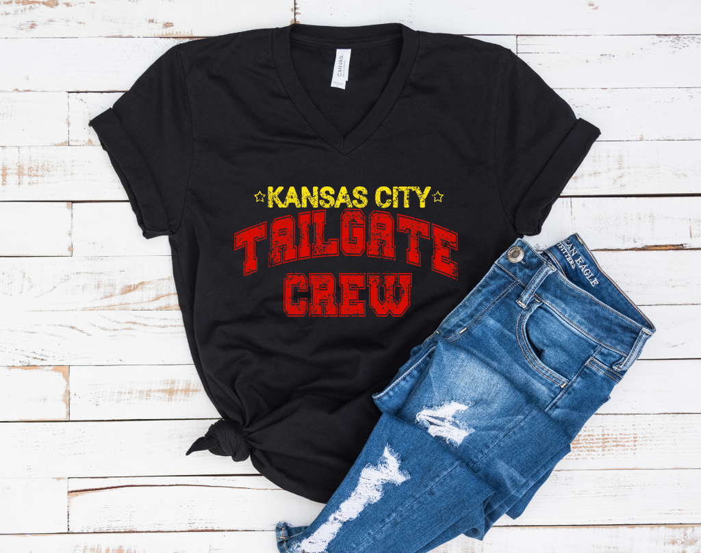 KC Tailgate Crew - Unisex Jersey Short Sleeve V-Neck Tee