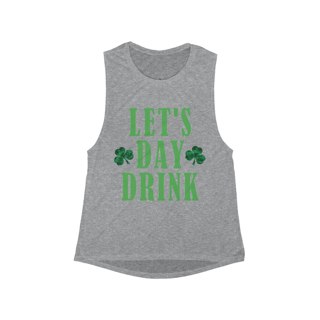 Let's Day Drink - Camo - Women's Flowy Scoop Muscle Tank