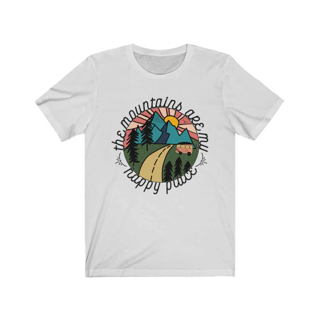 The Mountains Are My Happy Place - Unisex Jersey Short Sleeve Tee