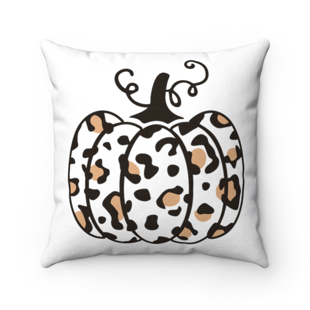 Fall Y'all Leopard Pumpkin - Spun Polyester Square Pillow Case