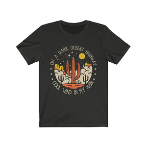 On a Dark Desert Highway Unisex Vintage Black Tee