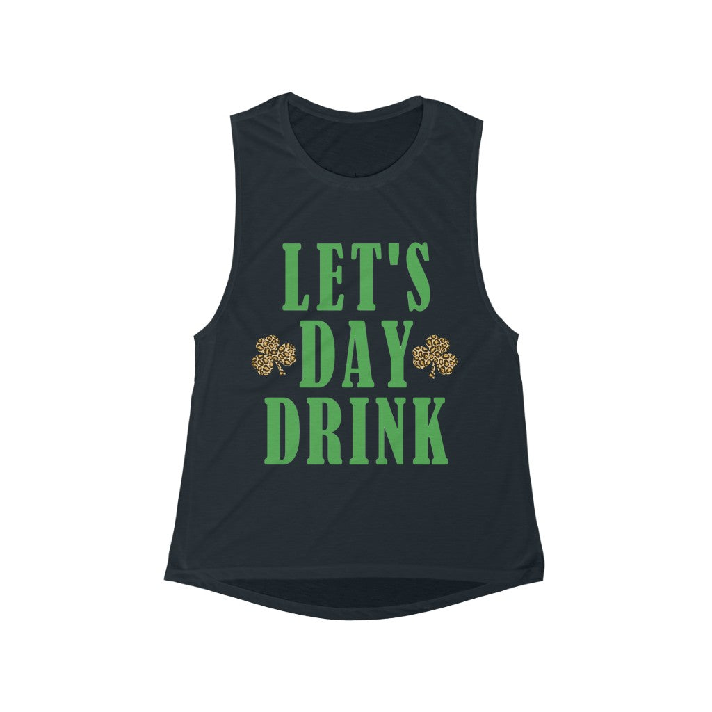 Let's Day Drink - Leopard - Women's Flowy Scoop Muscle Tank