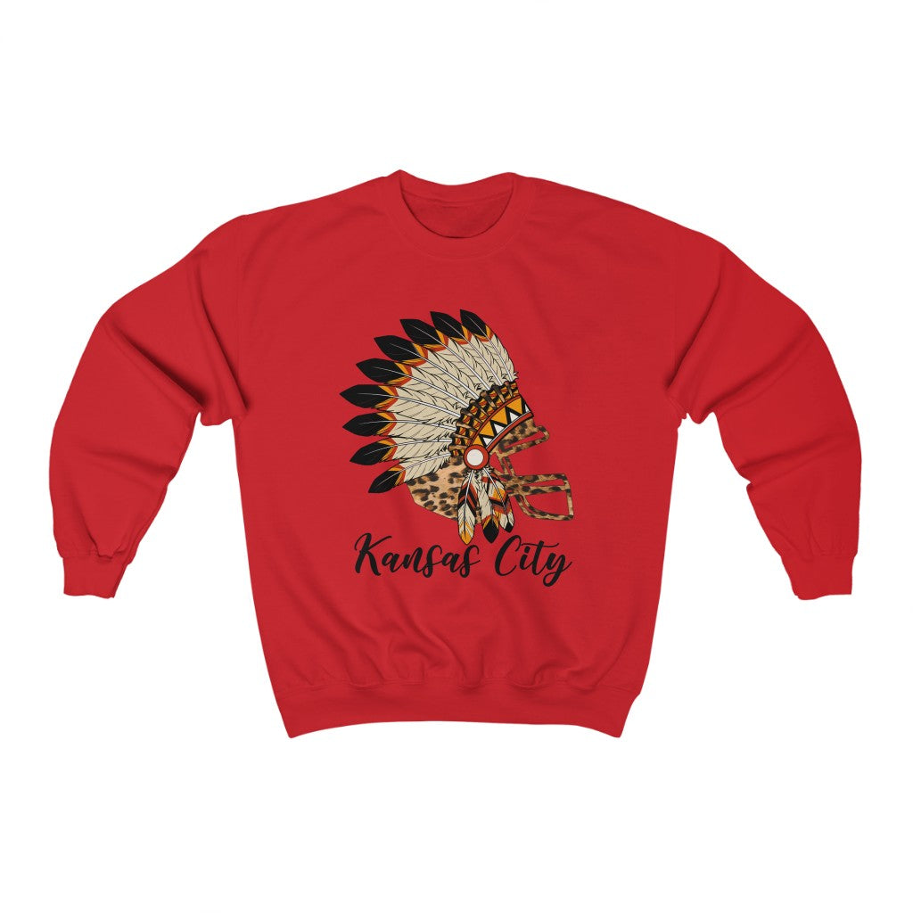 Headdress Leopard Helmet - Unisex Heavy Blend™ Crewneck Sweatshirt