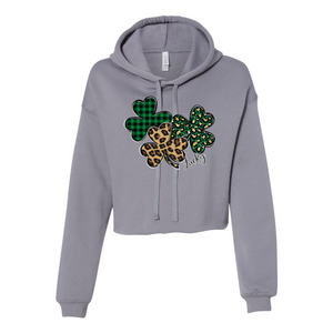 Lucky Shamrocks Women's Cropped Fleece Hoodie