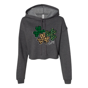 Lucky Shamrocks Women's Cropped Fleece Hoodie