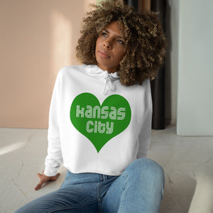 Kansas City Heart Green - Crop Hoodie