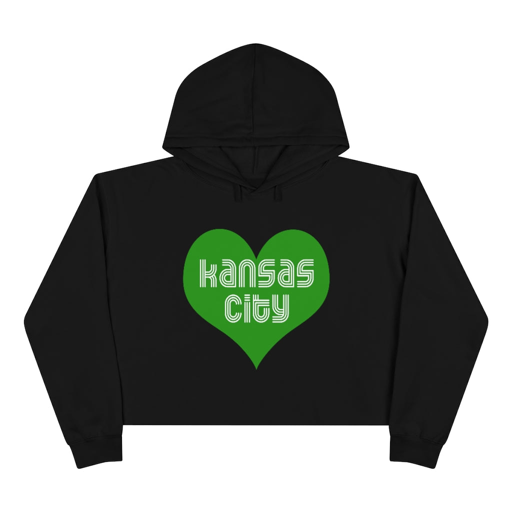 Kansas City Heart Green - Crop Hoodie