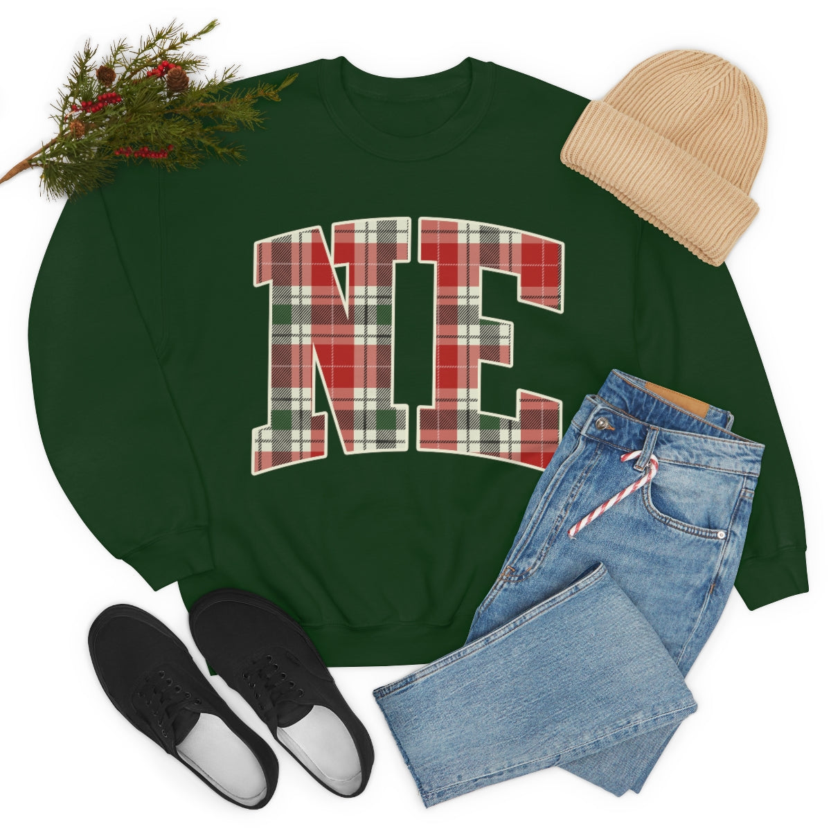 NE Christmas Plaid -Unisex Heavy Blend™ Crewneck Sweatshirt