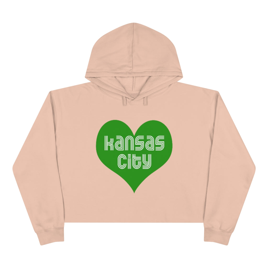 Kansas City Heart Green - Crop Hoodie