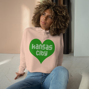 Kansas City Heart Green - Crop Hoodie